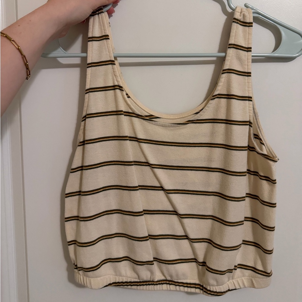 American Eagle Outfitters Beige and Brown Striped Tank Top